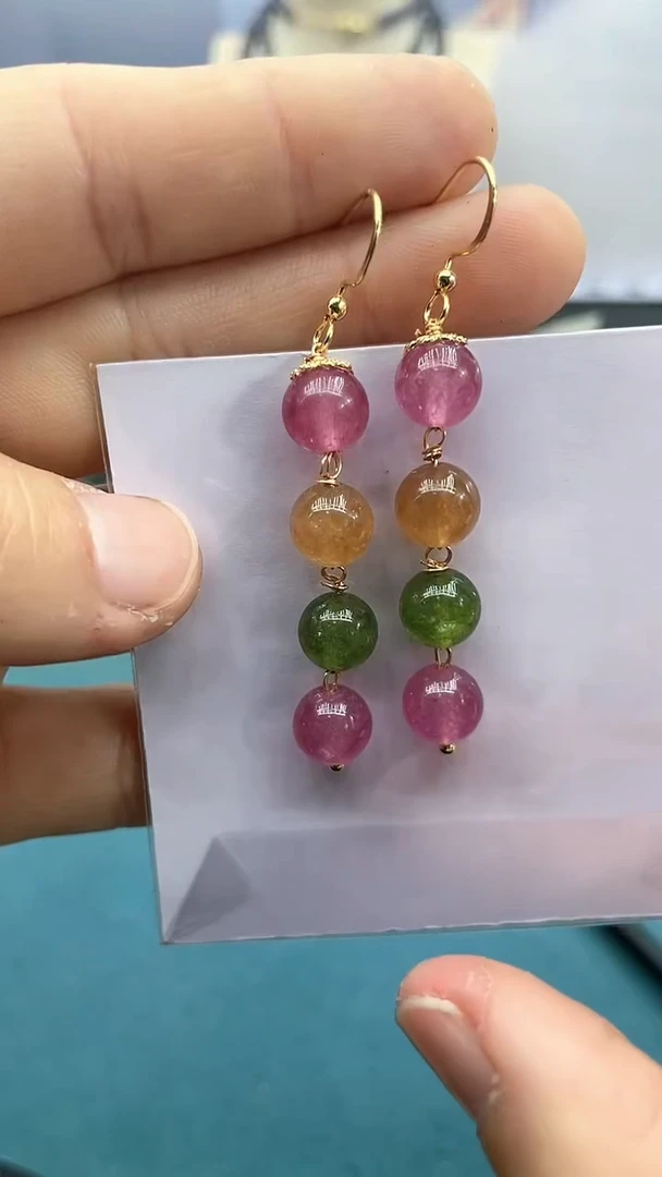 【闪购商品】碧玺耳饰14K金镶嵌耳钩*202