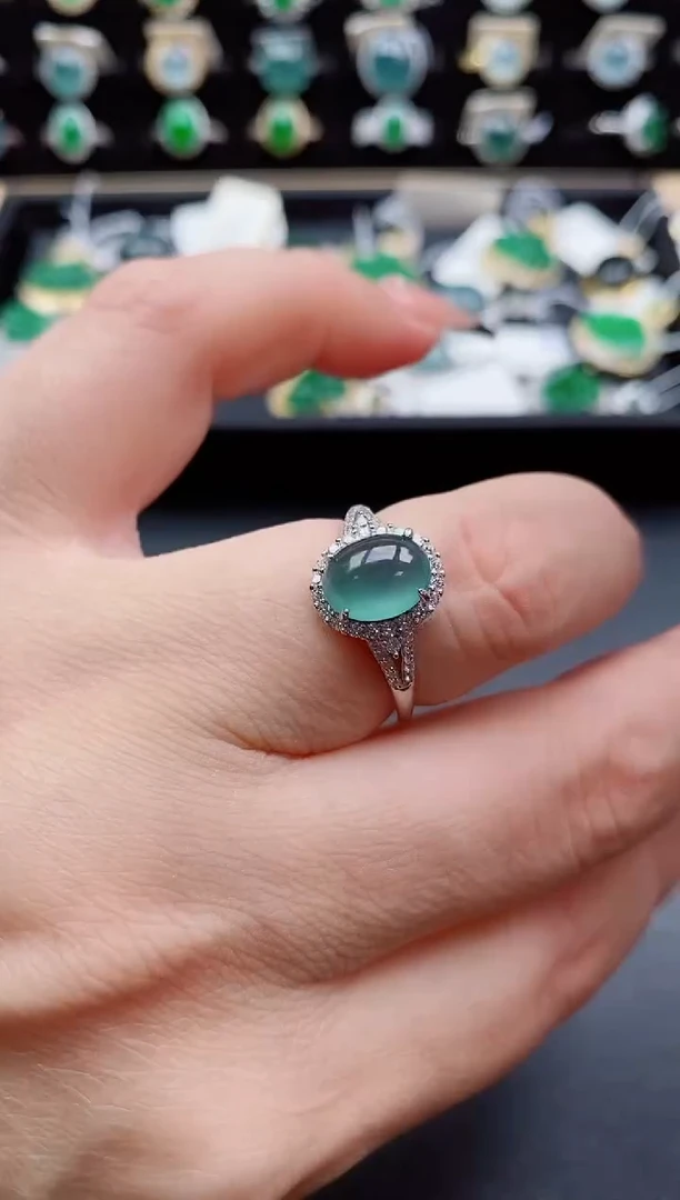 银S925镶嵌戒指翡翠1