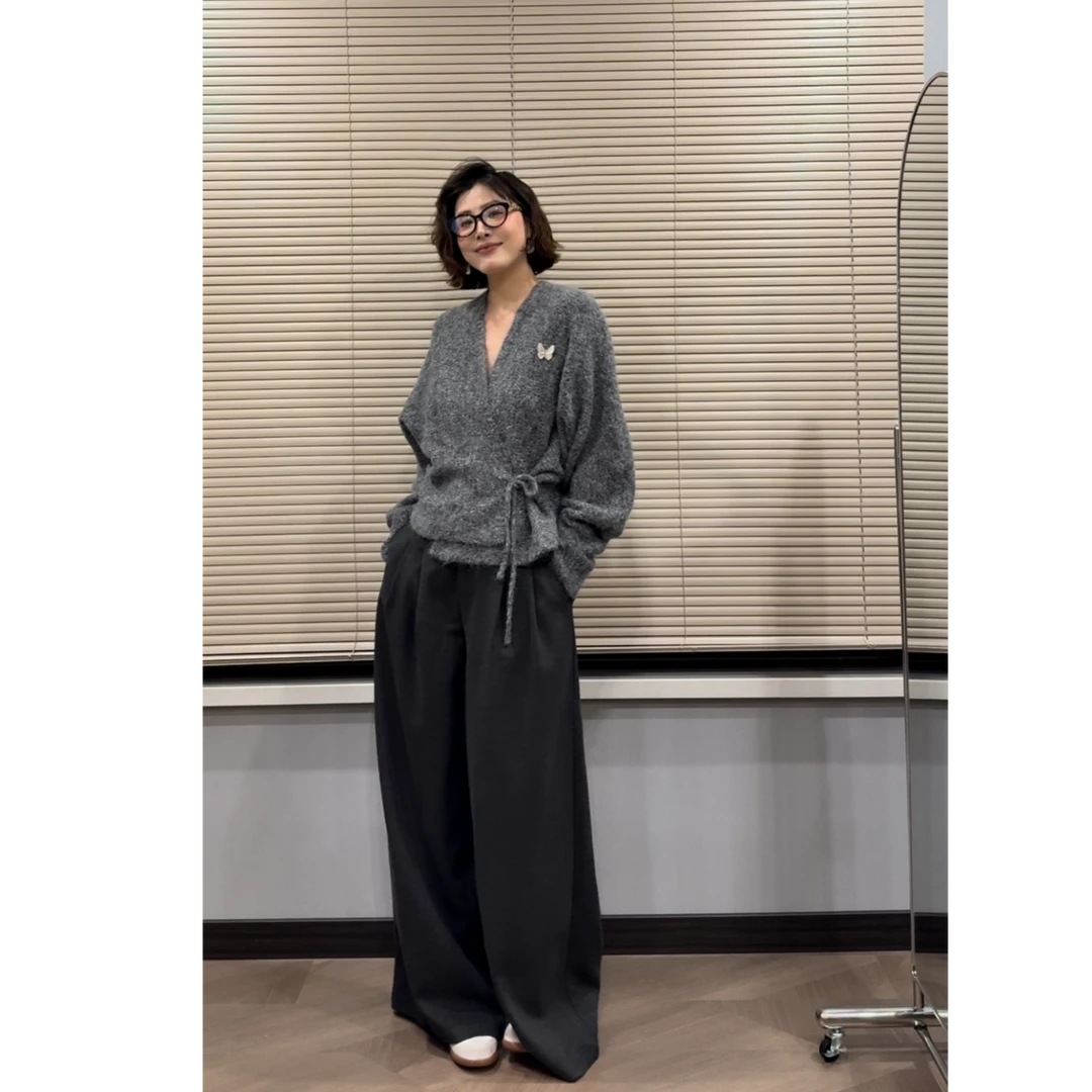 不规则设计感针织开衫系带新款女装毛衣