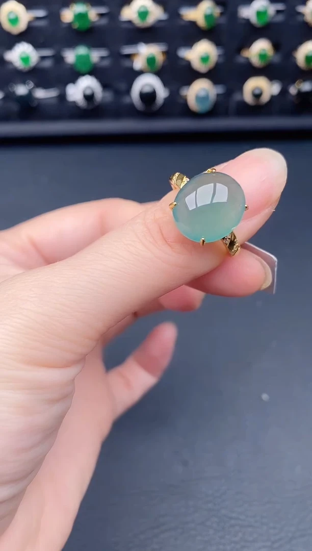 银S925镶嵌戒指翡翠天然a货翡翠75