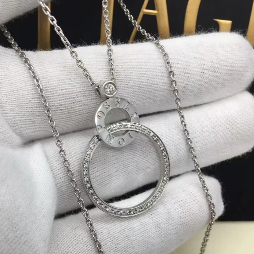 99新 Piaget/伯爵 小花6欢 possession系列 双环 大圈满钻 项链