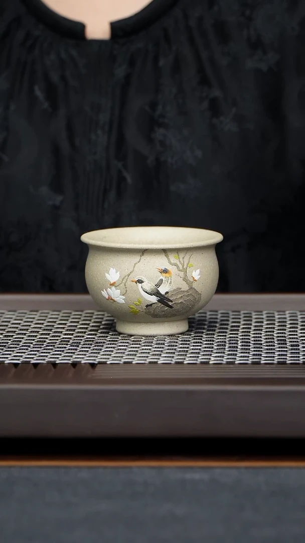 茶杯段泥钱*春和景明主人杯原矿零添加羊脂白玉段全手工128毫升