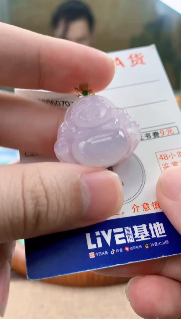 颈饰18K金镶嵌翡翠天然A货翡翠挂件