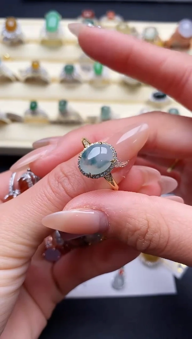 【闪购商品】翡翠戒指银S925镶嵌3333333+10