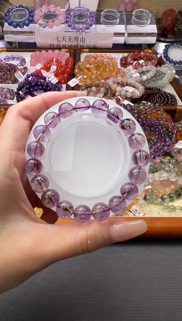 未镶嵌手链水晶紫钛极光10mm+