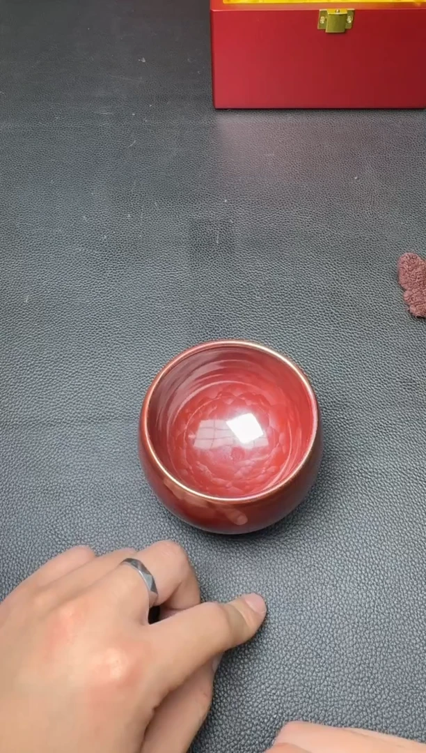 【闪购商品】茶盏建盏故事荣宝斋廖设生柿红祥云37