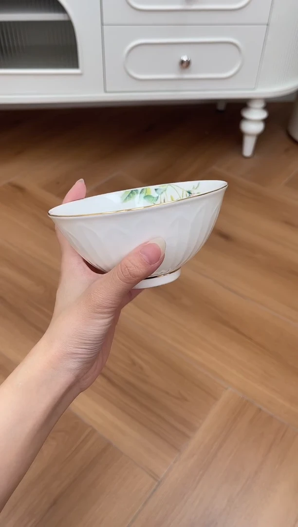 杯玫瑰高骨骨瓷饭碗微瑕不退换