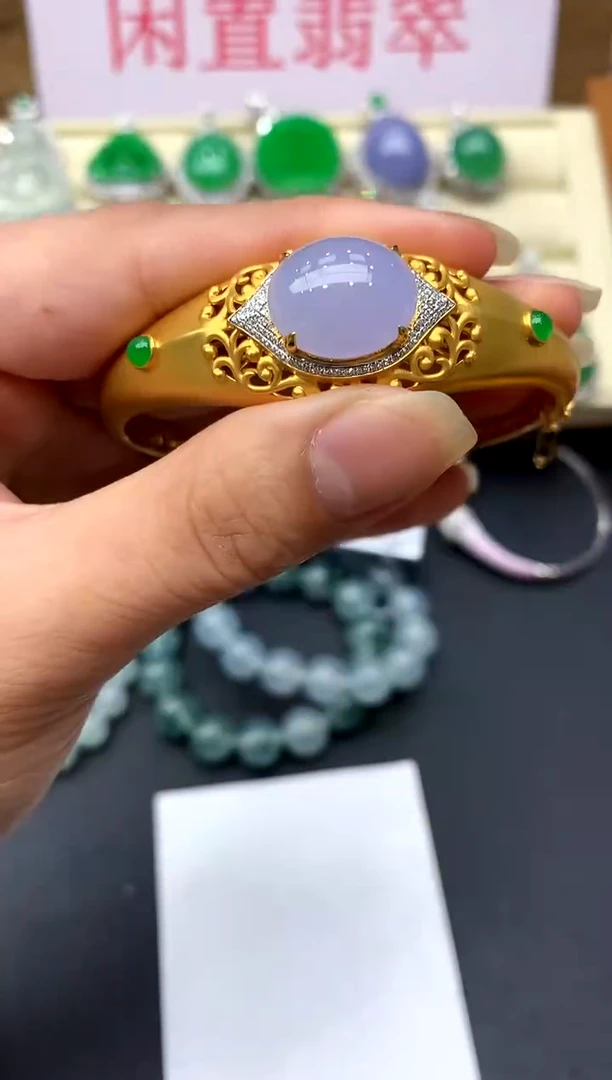 翡翠手镯18K金镶嵌669-中国好珍宝
