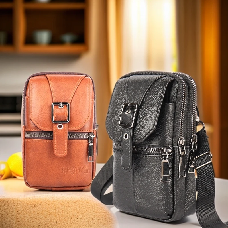 挂腰防水单肩男士手机包真皮手机包肩包皮带手机腰包工地干活专用