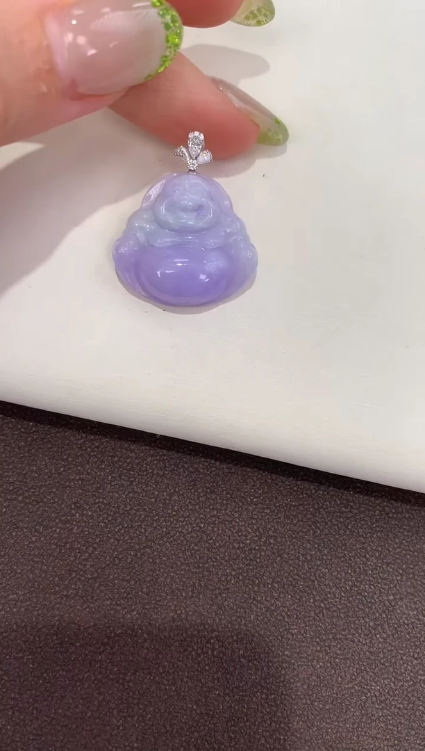颈饰18K金镶嵌翡翠天然缅甸a货翡翠