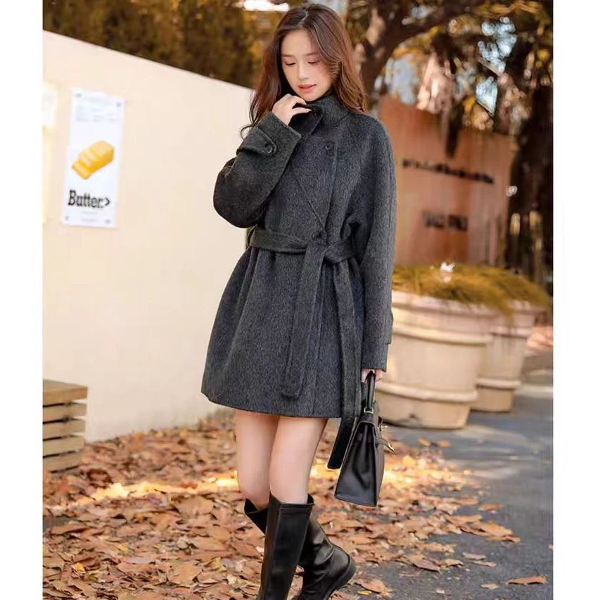 高端立领爆款秋冬大衣女2025新款时尚小个子宽松毛呢外套时尚气质