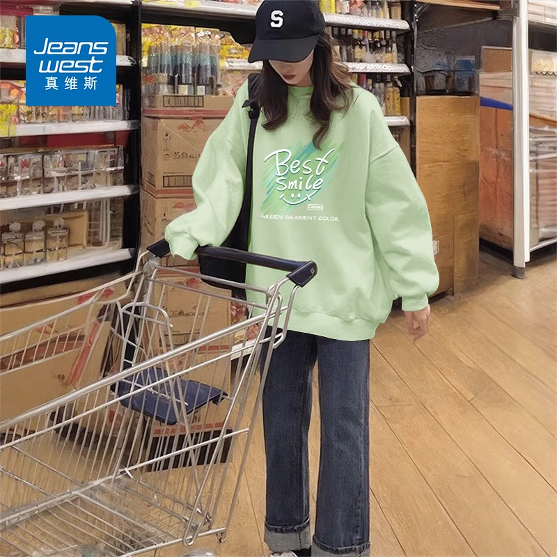 真维斯盐系上衣女生秋天爆款薄荷曼波卫衣2025新款网红炸街女装