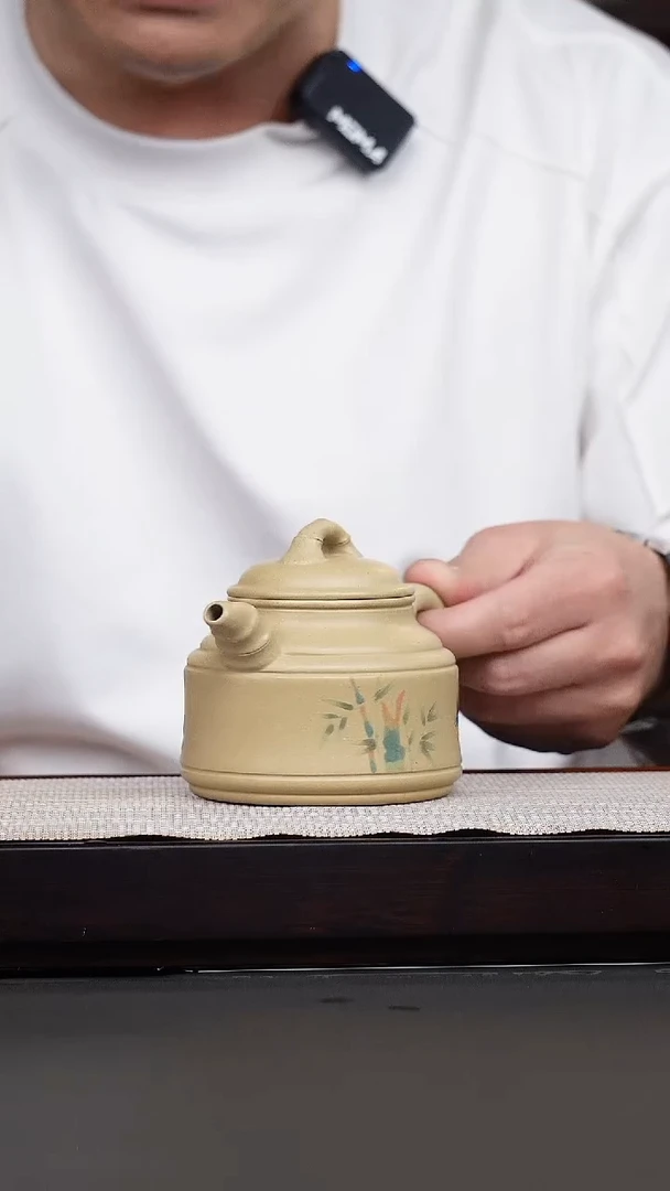 茶壶紫砂本绿泥绘竹鼎