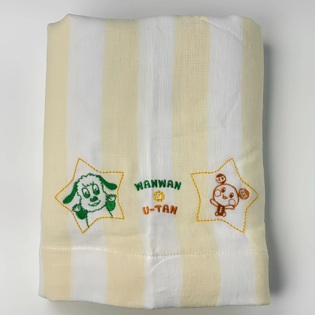 卡通条纹纯棉吸水舒适柔软纱布儿童浴巾包被盖毯