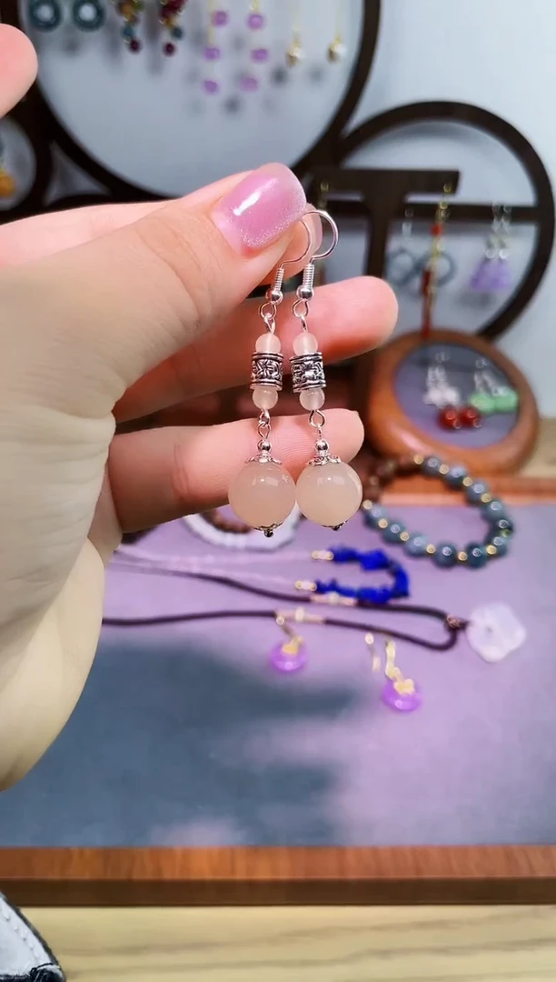 银S925镶嵌和田玉耳饰112200