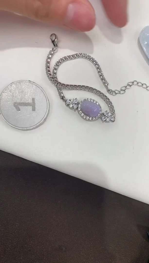 颈饰银S925镶嵌翡翠天然缅甸A货翡翠