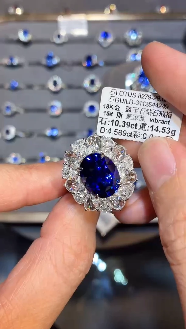 戒指蓝宝石18K金镶嵌【闪购】10.39ct/同步展会价/皇家蓝