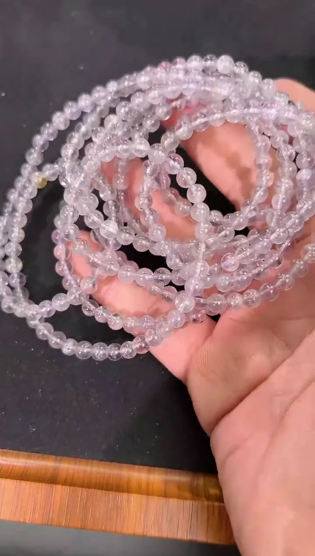 【闪购商品】发晶手串未镶嵌5mm灰紫兔毛多圈（多样性发其一）
