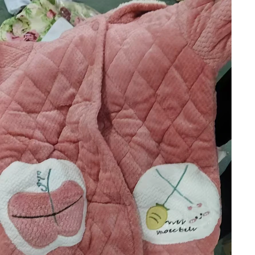 粉色绒绒加厚冬季睡衣家居服套装