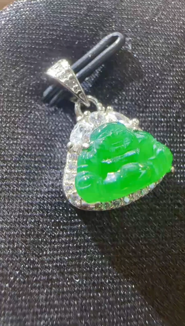 翡翠银S925镶嵌吊坠(不含链)天然A货翡翠多样性发一