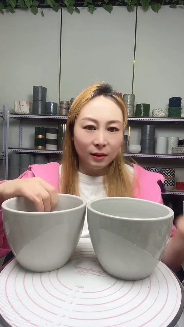 默认打孔陶瓷花盆宽高14-10.5两个