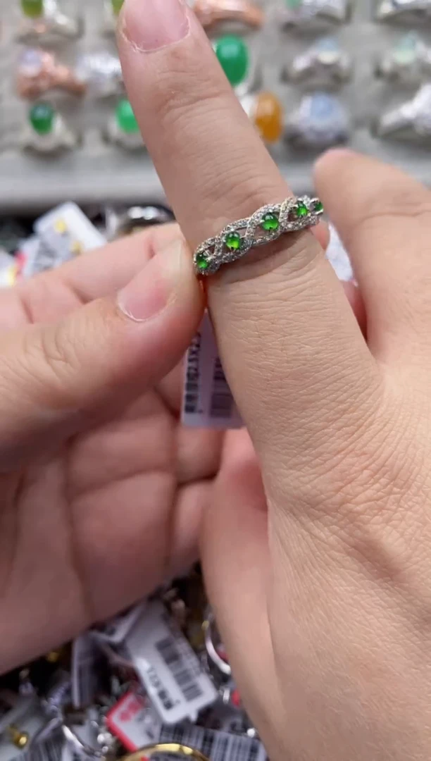 【闪购商品】翡翠戒指银S925镶嵌222222---9++