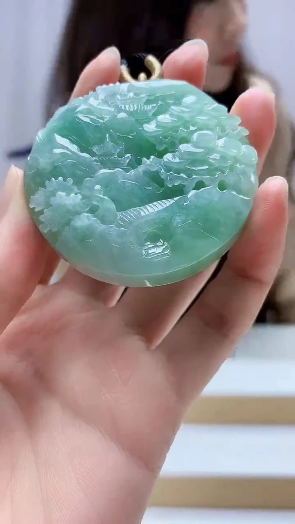 未镶嵌定制翡翠4829zm-毛货挂件80山水