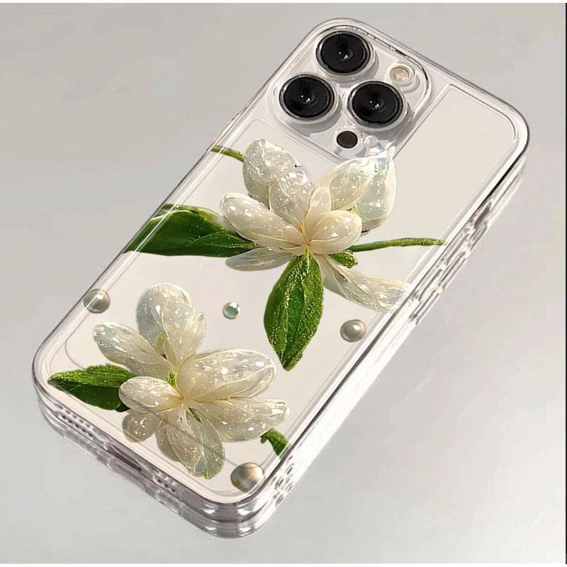 水晶花适用iphone16/15promax手机壳苹果13/12透明14卡通11XR