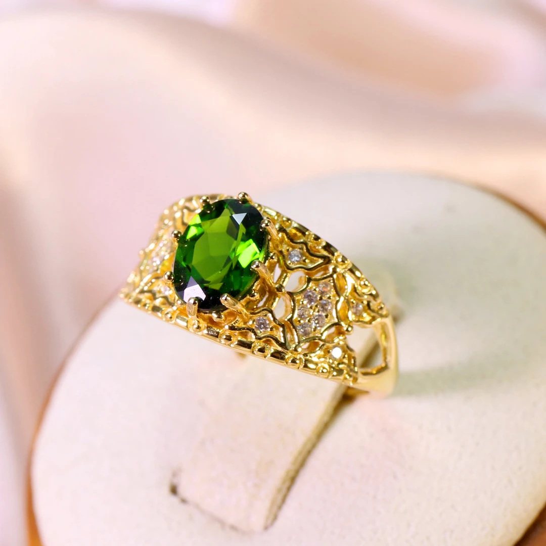 《亲情系列-指尖丝缎》唯漫时尚天然透辉石戒指百搭轻奢