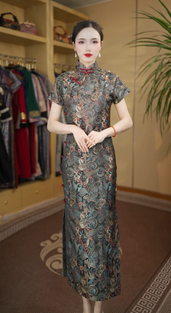知意 全开襟气质日常气质文艺国风复古长款旗袍