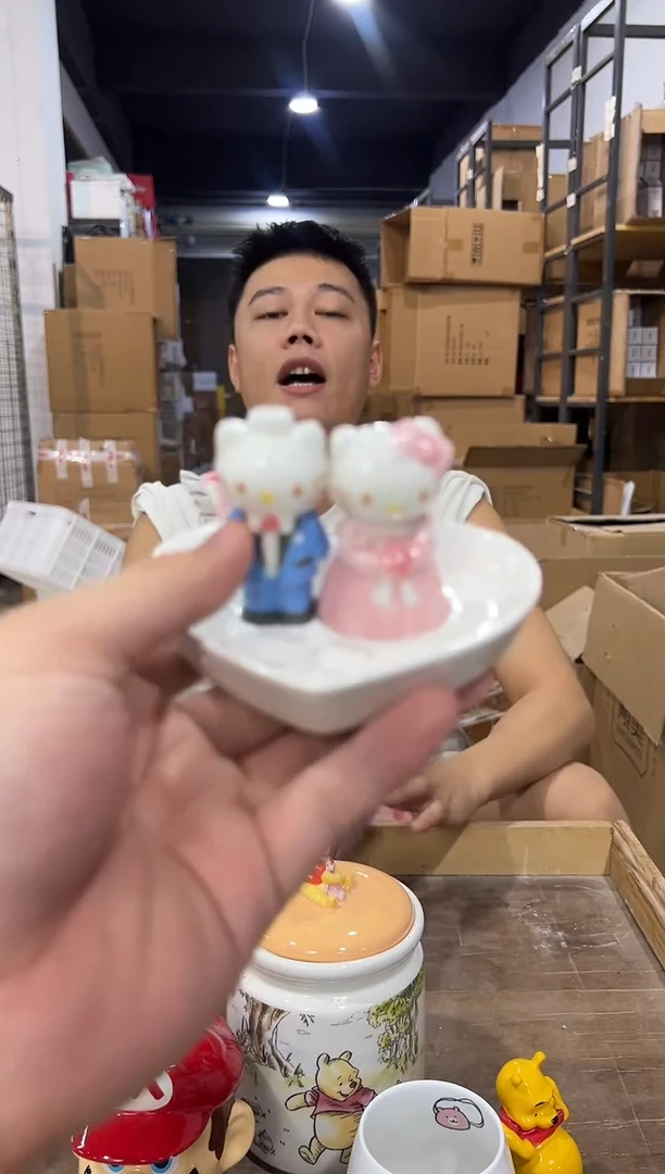 瓷片原盒kt猫结婚首饰盘