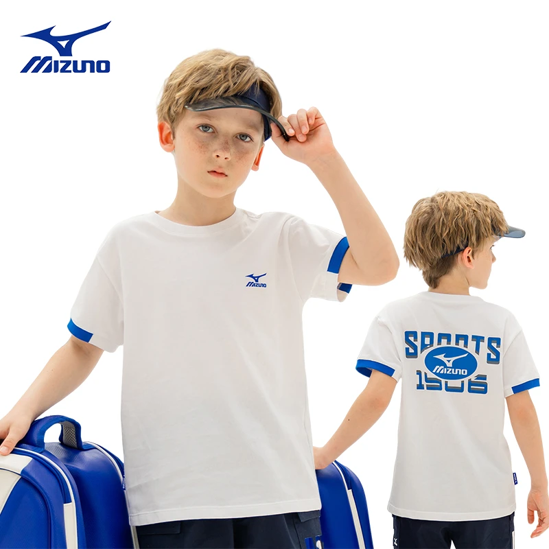 美津浓儿童短袖拼接高能感T恤夏季纯棉圆领尤莱特男童透气T2101