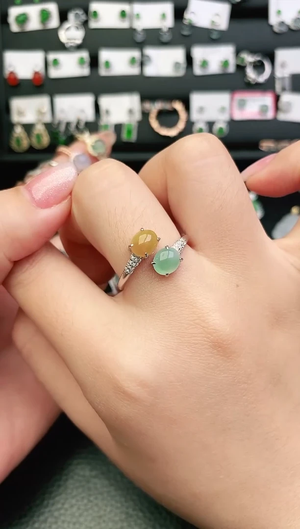 银S925镶嵌戒指翡翠0