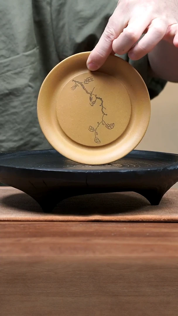 紫砂茶宠茶宠-刻鸟盘