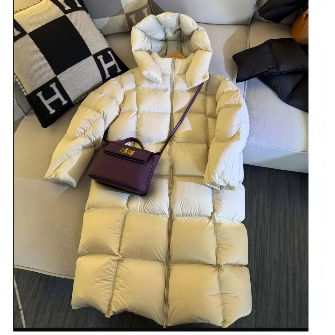 云朵泡芙羽绒服女长款宽松时尚90白鸭绒保暖冬时尚外套安心绒