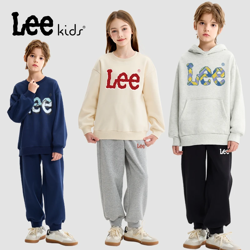 LeeKids童装儿童套装冬款男童潮酷加绒卫衣女童加厚保暖休闲裤子
