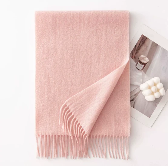 秋冬100%纯色羊毛围巾