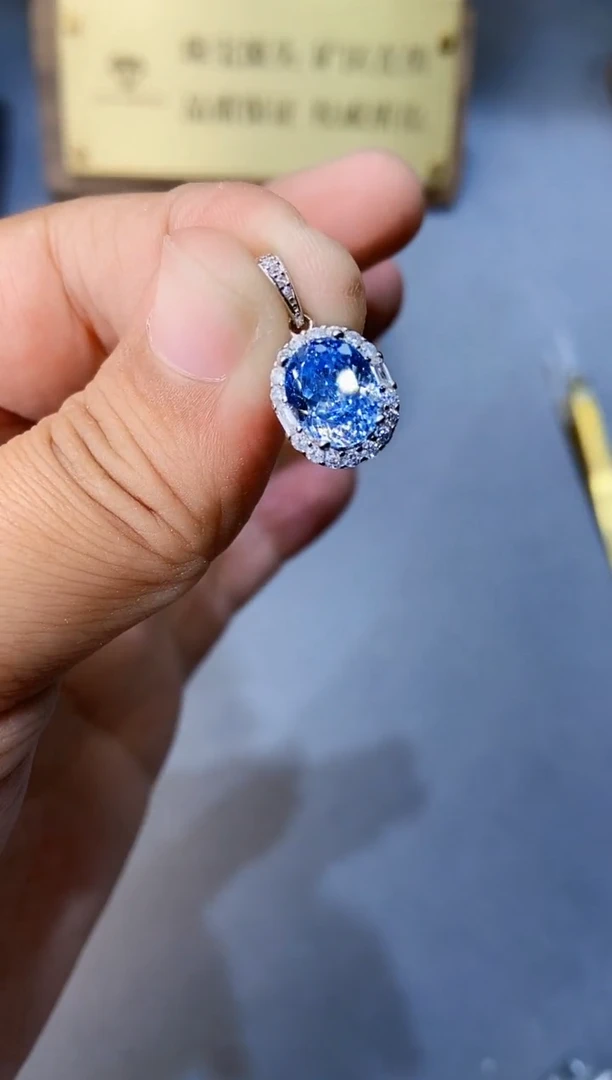 海蓝宝石颈饰银S925镶嵌345