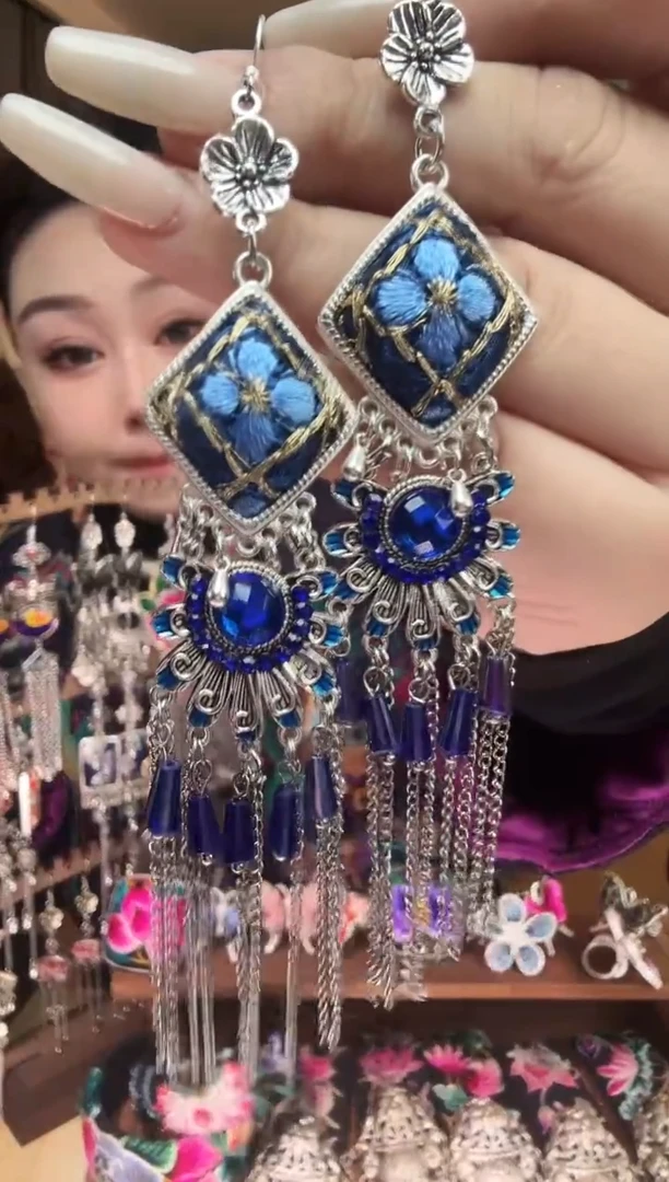 刺绣纯手工民族风刺绣耳环