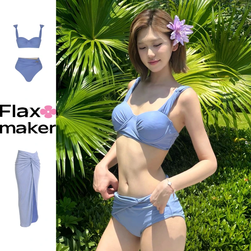 Flaxmaker·【紫罗兰】性感纯欲小胸bikini和裹裙三亚高颜值女士泳衣