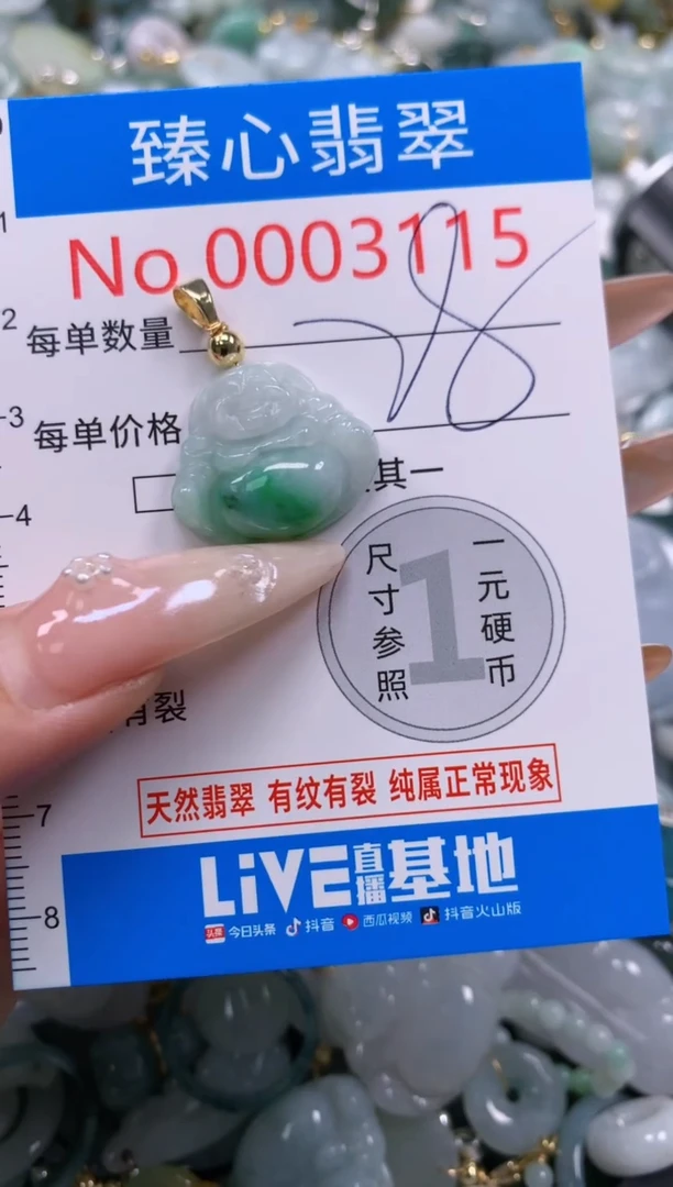 翡翠未镶嵌颈饰含绳0003115