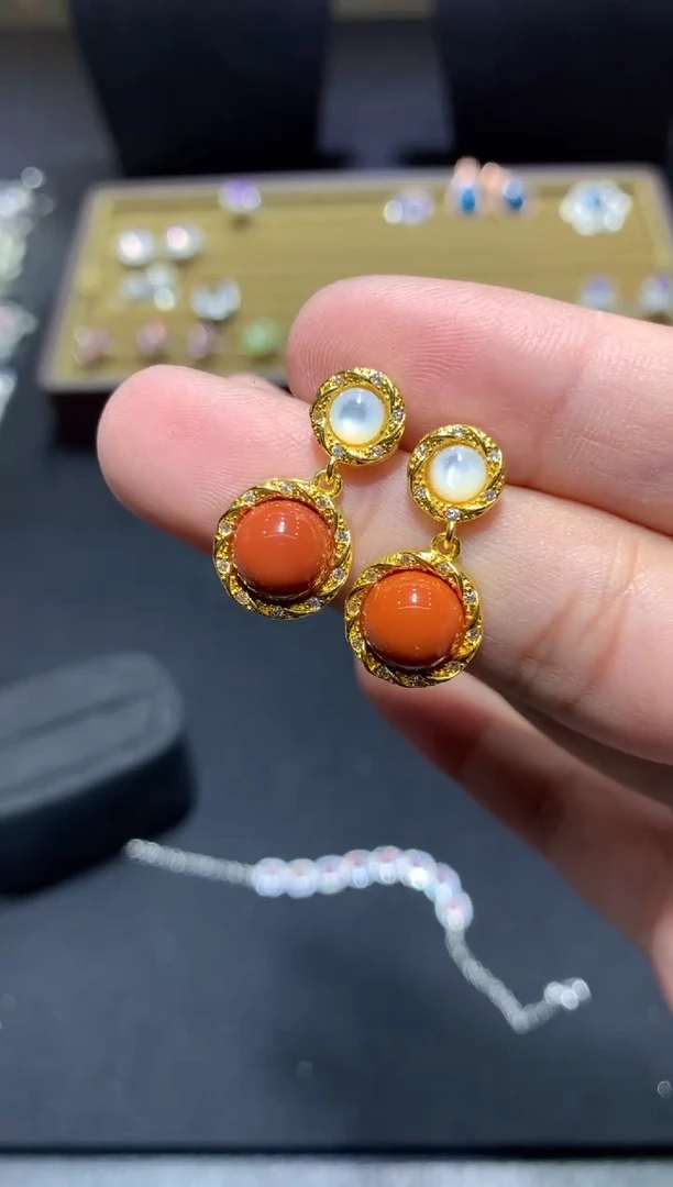 未镶嵌南红玛瑙耳饰E72【多样性发其一】