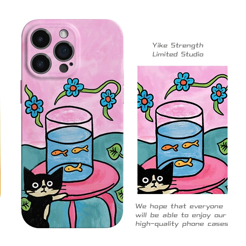 猫和鱼菲林软壳进口光面适用iphone苹果13rpomax/14/16pro