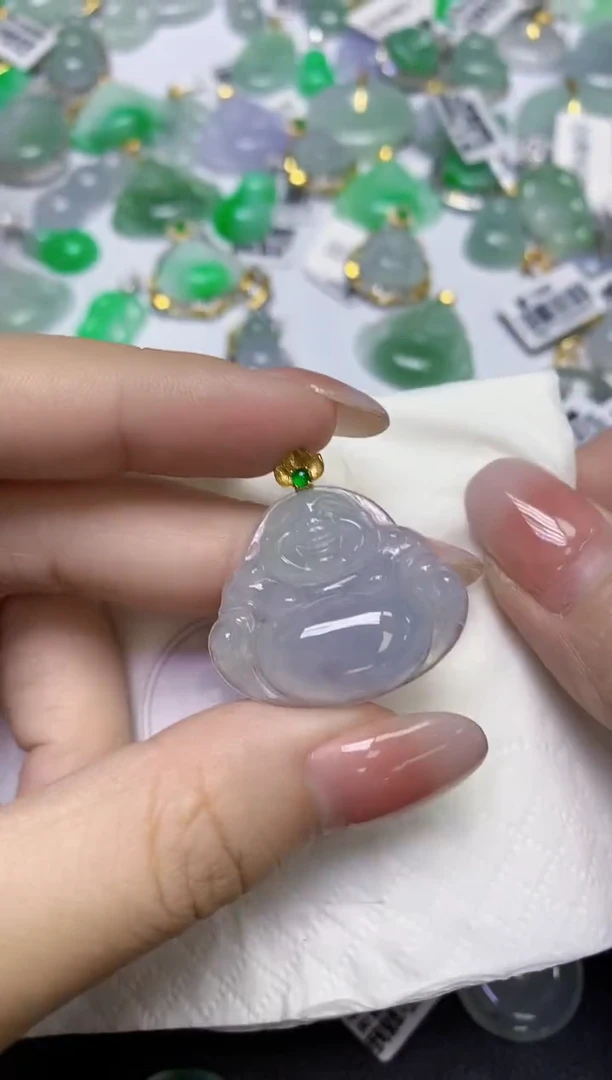 颈饰18K金镶嵌翡翠天然缅甸翡翠A货百元以上9元证书费自理