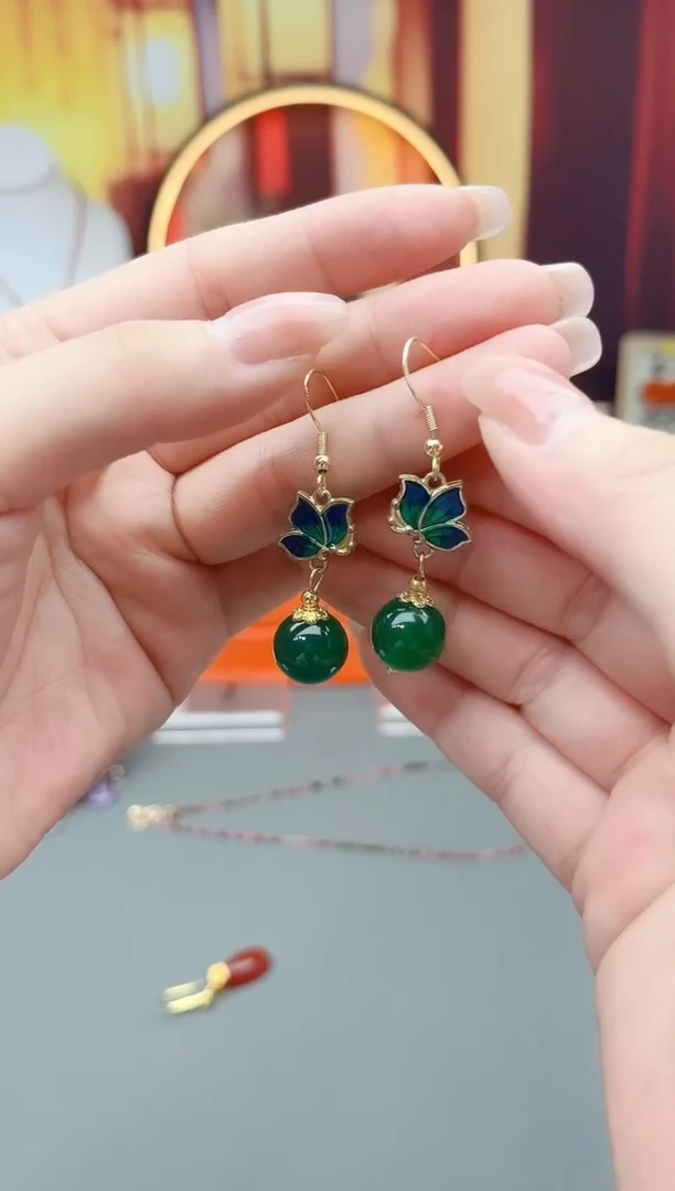 银S925镶嵌耳钉玛瑙/玉髓337