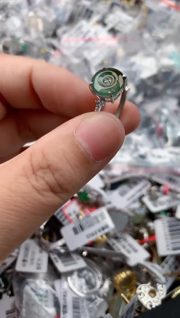 银S925镶嵌戒指翡翠444     1