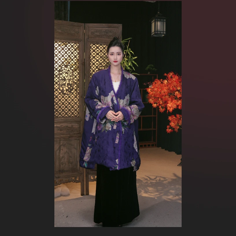 【紫翎】新款中国风时尚气质显瘦减龄百搭香云纱棉服