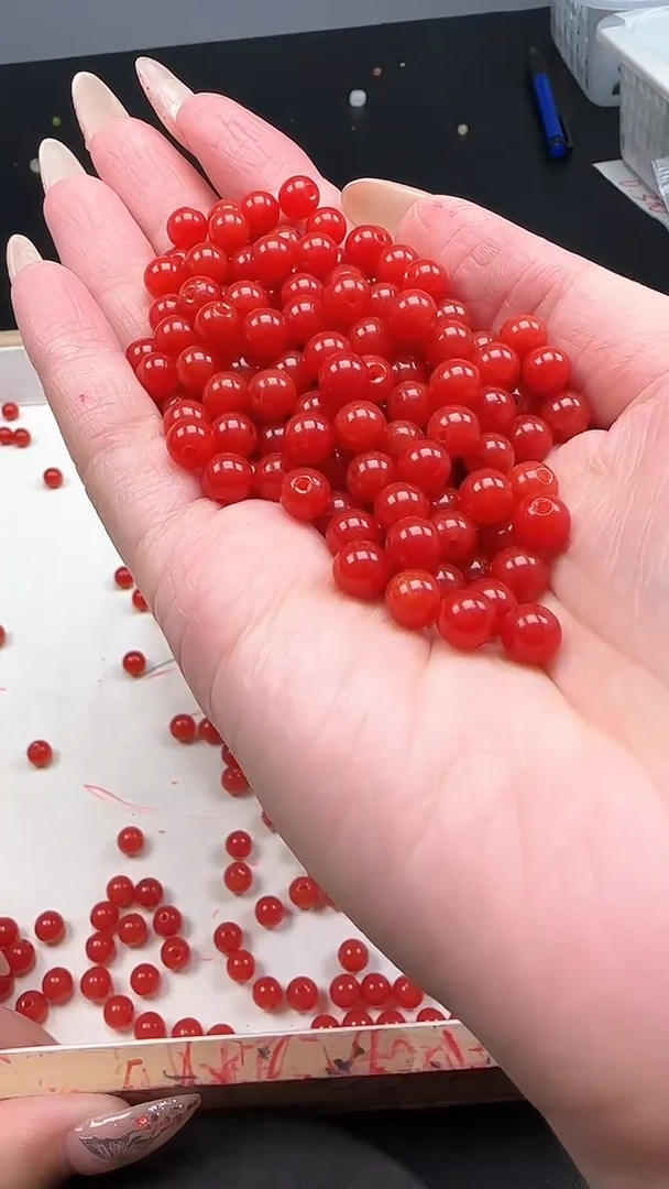 未镶嵌散珠南红玛瑙满肉柿子红N215卡6mm散珠30颗