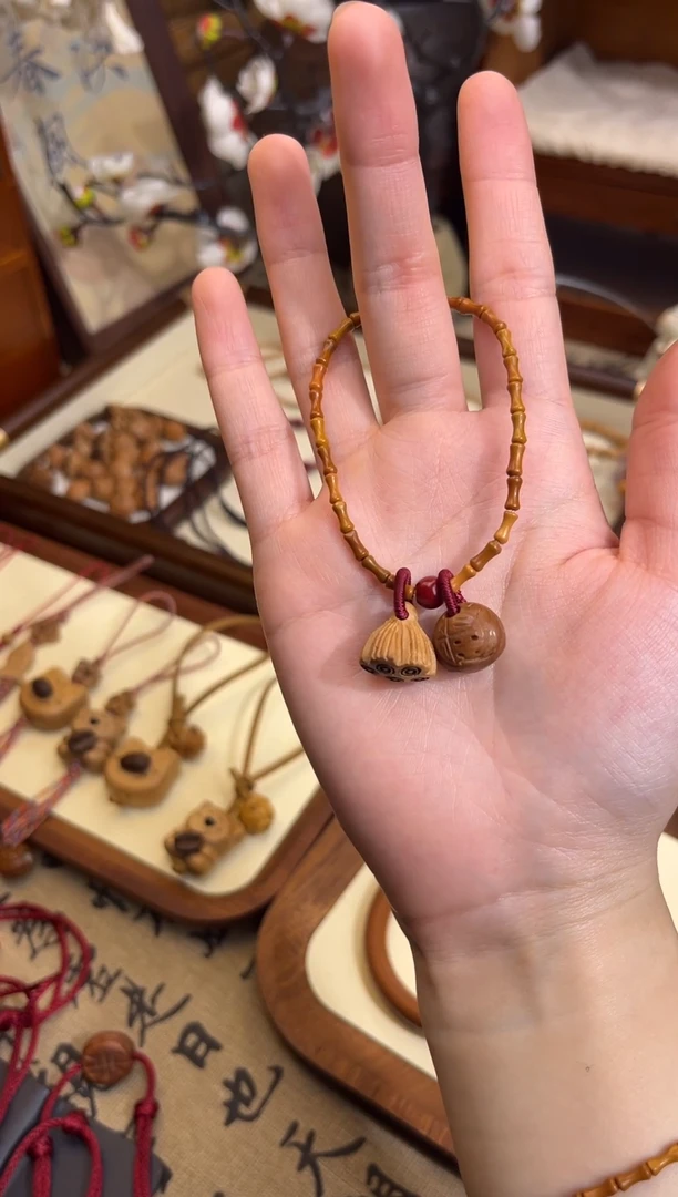 手串桃核【桃缘行】竹节「朱砂福气莲莲」桃核辟、挡、驱、护 备注手围