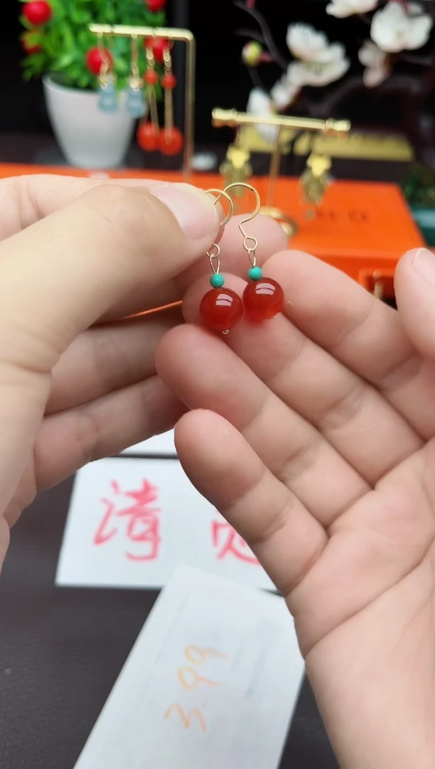 玛瑙/玉髓耳饰银S925镶嵌424000